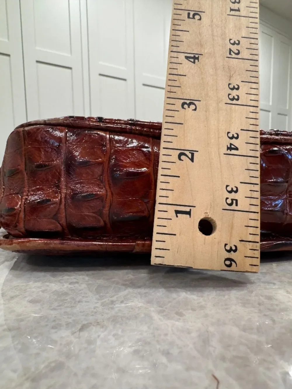 Brahmin Cleo Pecan Melbourne Croc-embossed Crossbody Bag